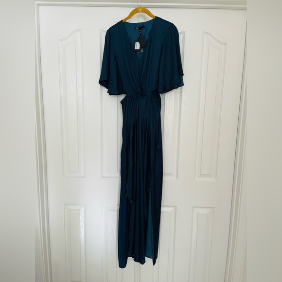 Maje Flowing satin scarf navy dress sz36 - Picture 10 of 12